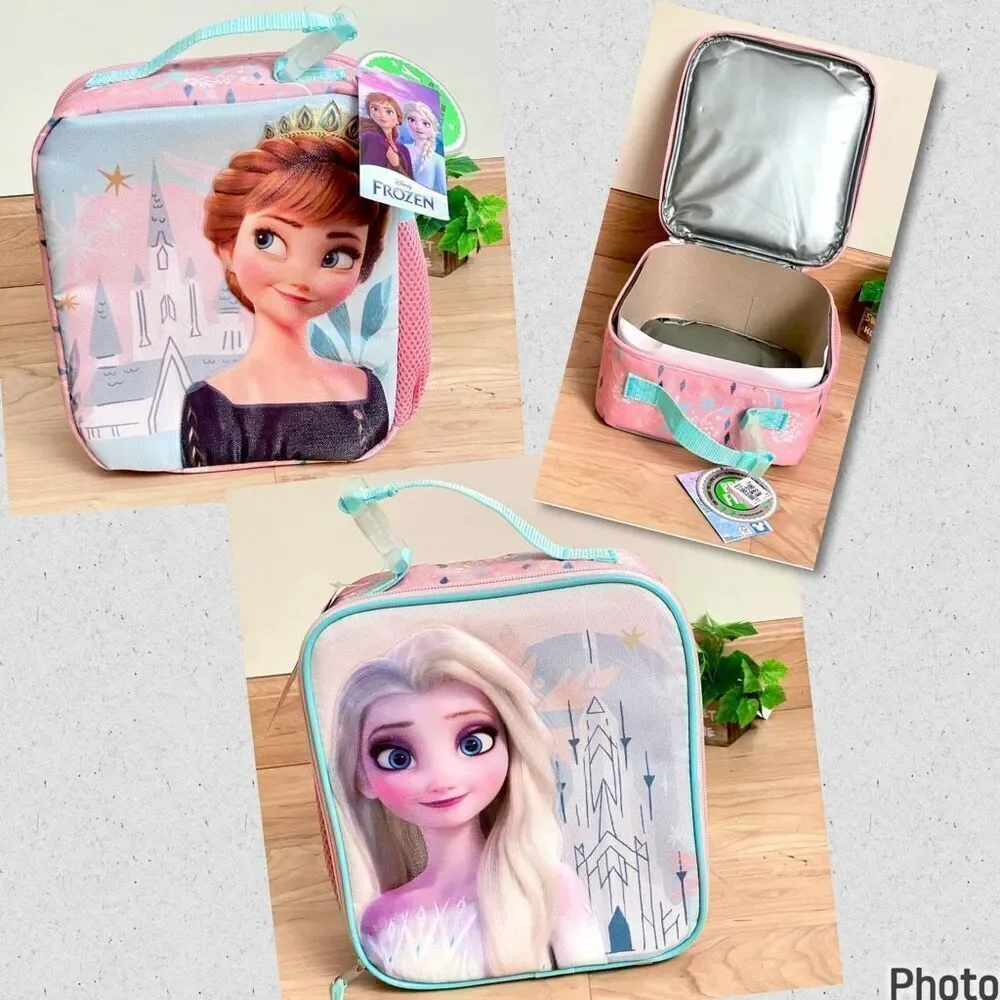 NWT Gorgeous Disney FROZEN Elsa & Anna Insulated Lunch Box w Water Bottle Pocket
